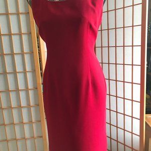 Red sheath dress and matching jacket
